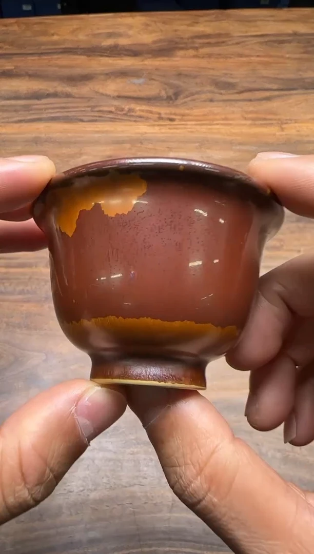 荣器 木首釉 小压手杯（纯釉）