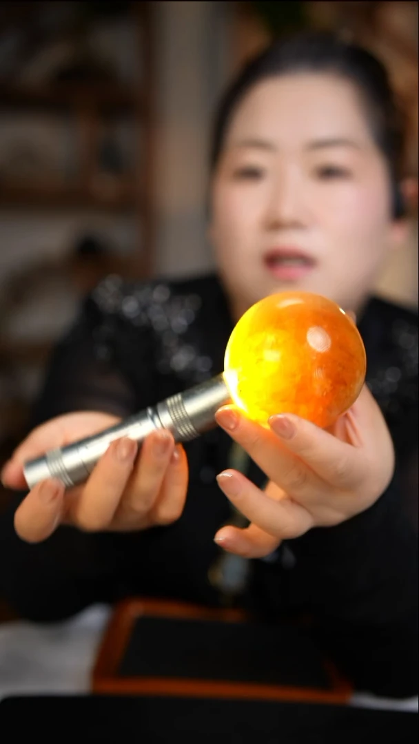 未镶嵌珠宝半成品水晶黄胶花球D622