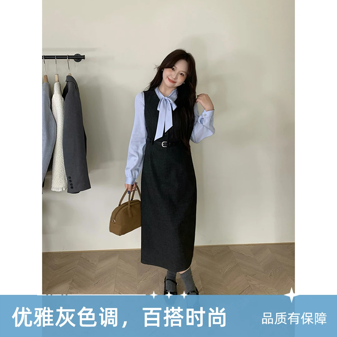 KMZY/KMZY山_山【曼塔情书衬衫】微胖女装韩版气质蝴蝶结领拼接衬衫