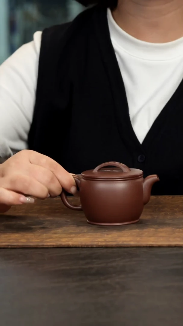 茶壶紫砂老紫泥面缸汉瓦170cc