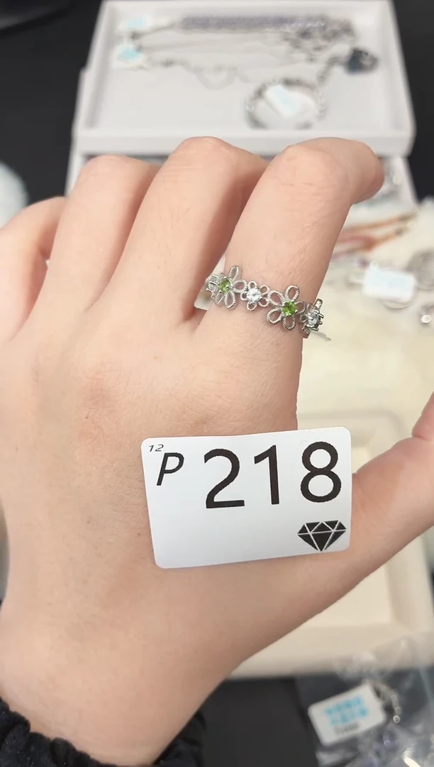 银S925镶嵌透辉石戒指多样性发一P218