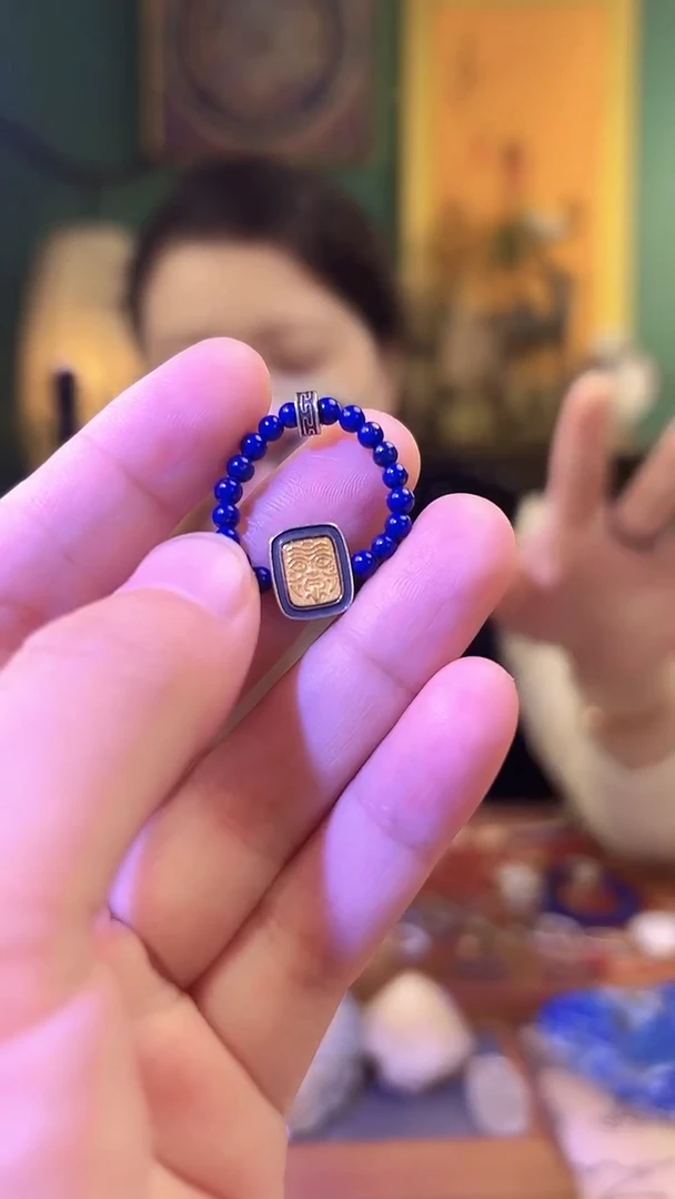 【闪购商品】青金石戒指银S925镶嵌青金石扎基拉姆戒指