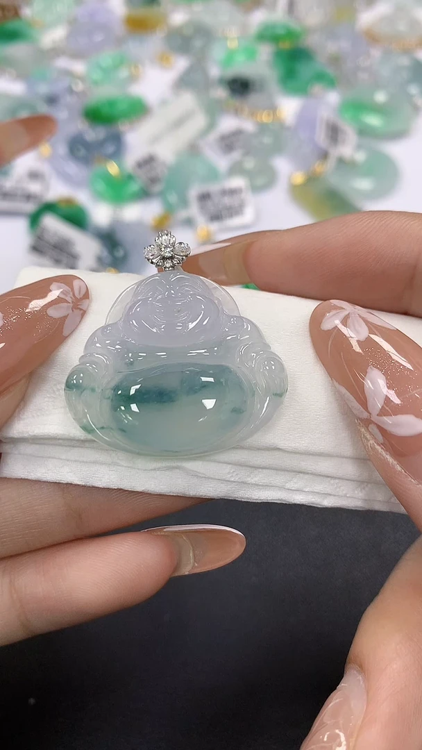 颈饰18K金镶嵌翡翠a货假一赔三支持复检百元上9元证书费自理