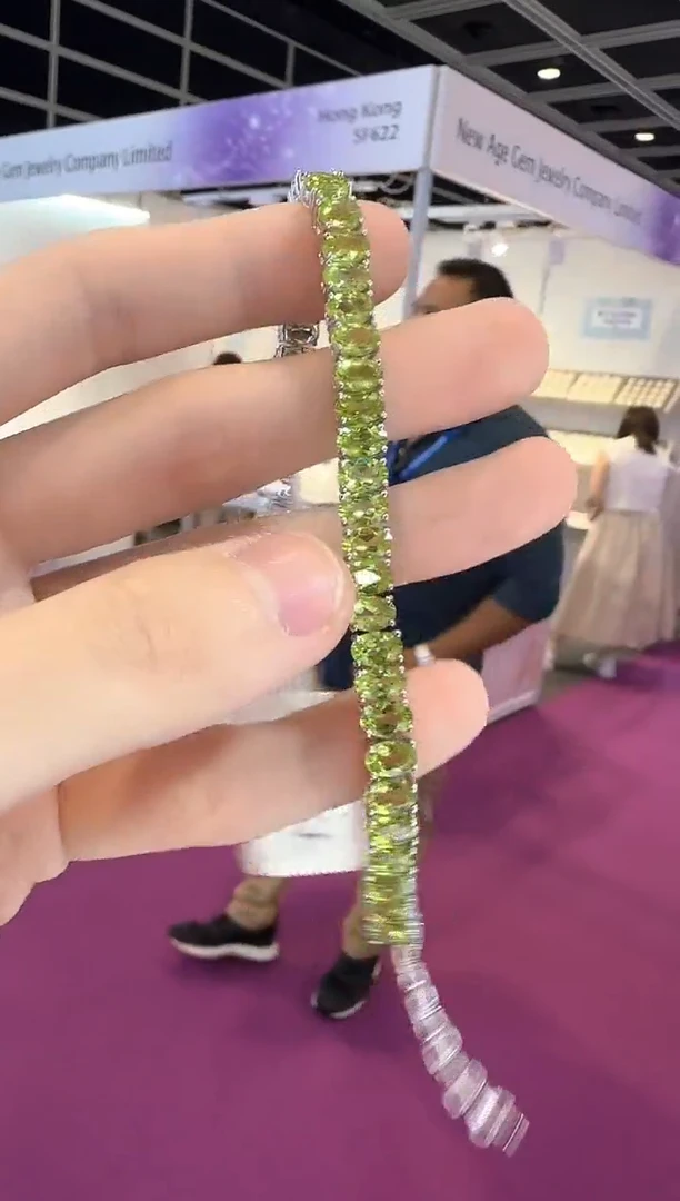 银S925镶嵌手链橄榄石高级款5*7mm