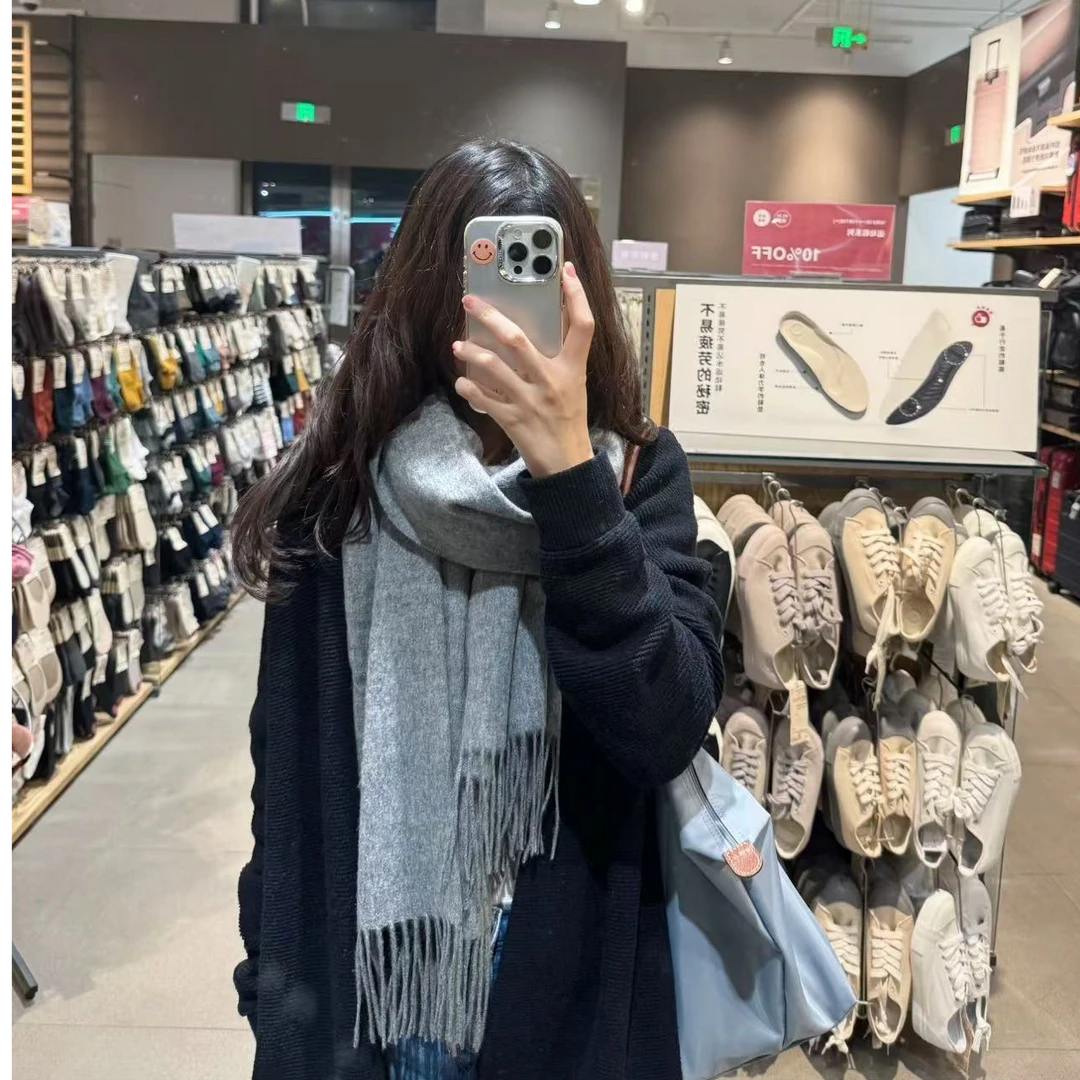 1V1 非市场货180*45时尚百搭羊绒围巾秋冬厚款围巾男女同款