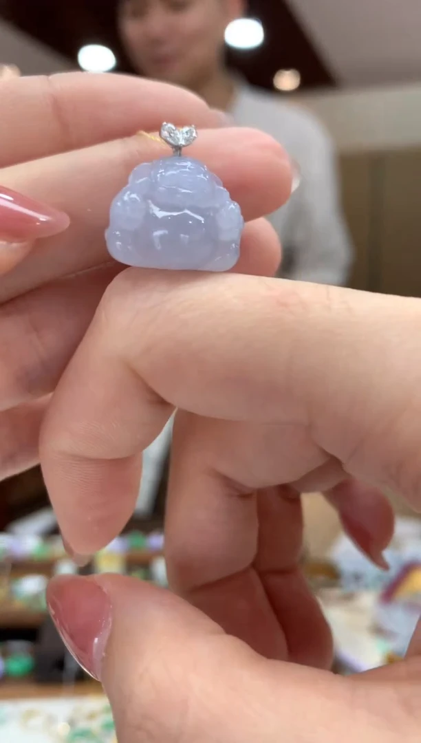 翡翠18K金镶嵌吊坠(不含链)财神