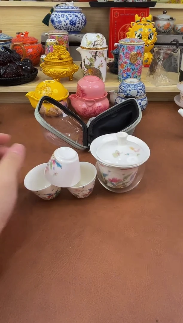 陶瓷茶具摆件旅行套组