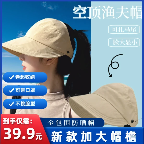 【春夏爆款】升级星空顶鸭舌帽女升级可挂口罩户外遮阳防晒帽帽子