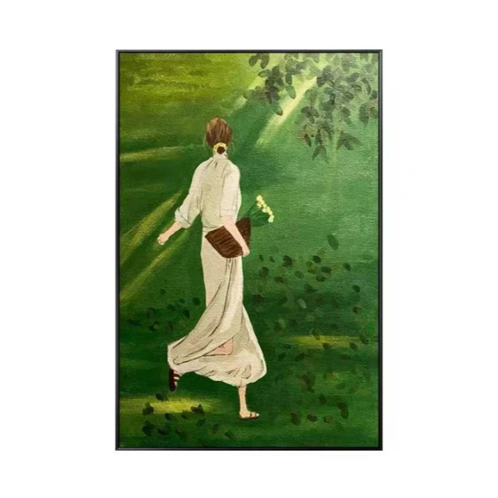 手工砂岩韩风背影女孩电视柜摆件现代简约卧室桌面少女4060