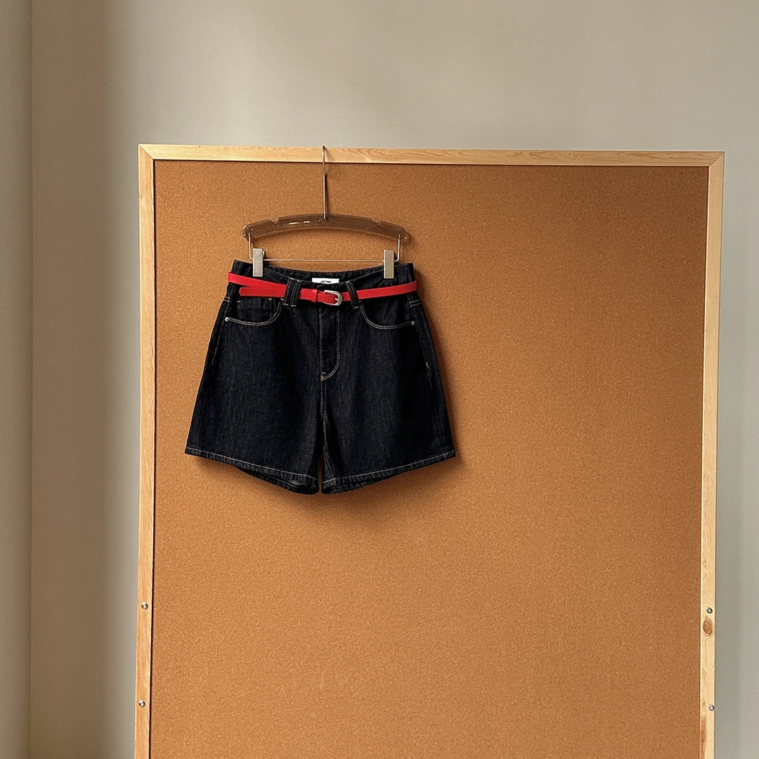 今婷2025韩版休闲时尚百搭夏季潮流纯色设计款牛仔短裤-M25202408