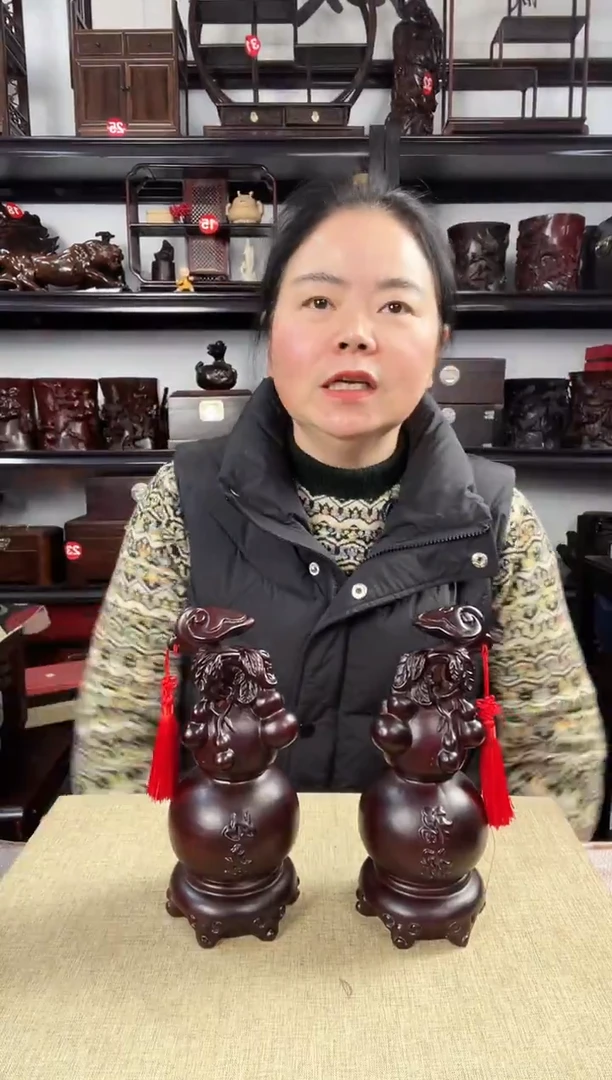 木一对葫芦老李红木工艺品
