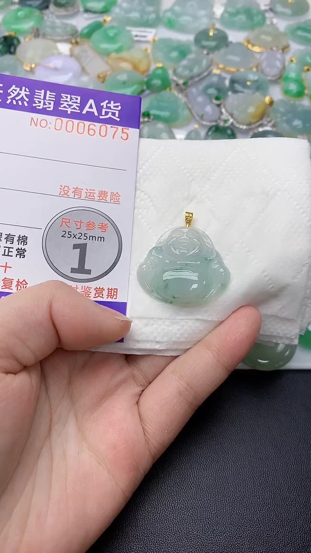 颈饰18K金镶嵌翡翠天然缅甸翡翠A货百元以上9元证书费自理