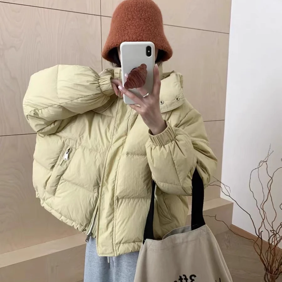 新款短款连帽羽绒服面包服韩版宽松小个子厚款冬季女装外套百搭