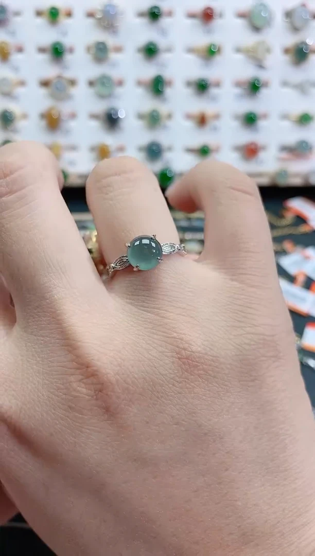 银S925镶嵌戒指翡翠天然翡翠