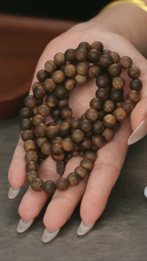 手串沉香沉水芽庄老白奇楠树心醇化瘤疤古董料0.8*108颗