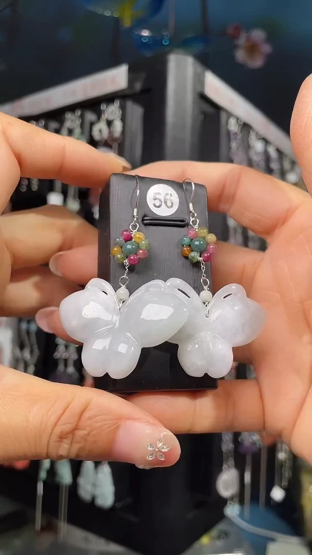 未镶嵌翡翠耳饰拈*笑拈花笑