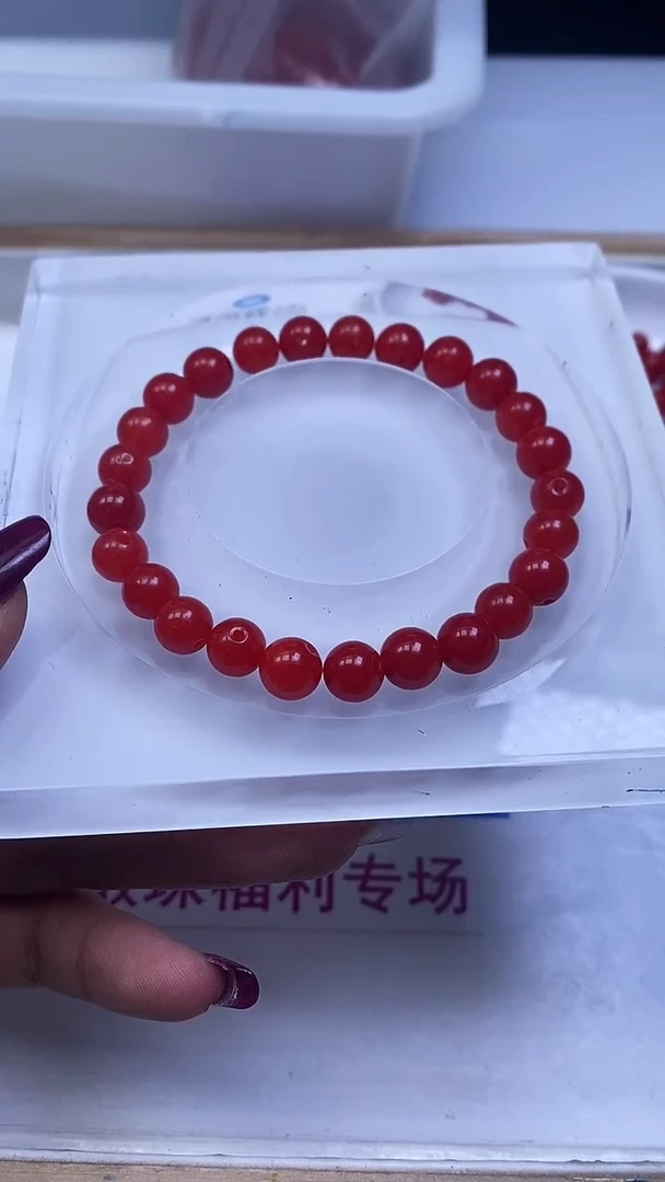 未镶嵌散珠南红玛瑙L436 柿子南红8mm30个8.8元