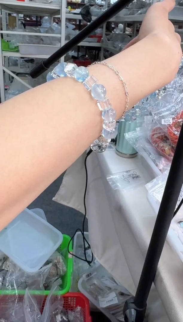 【闪购商品】水晶手串未镶嵌 G008海蓝宝白水方块设计款