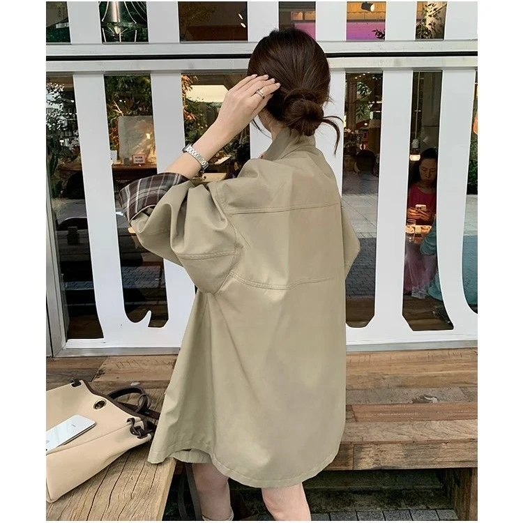 【新款+运费险】高级撞色中长款风衣外套廓形显瘦英伦风大衣DJ225