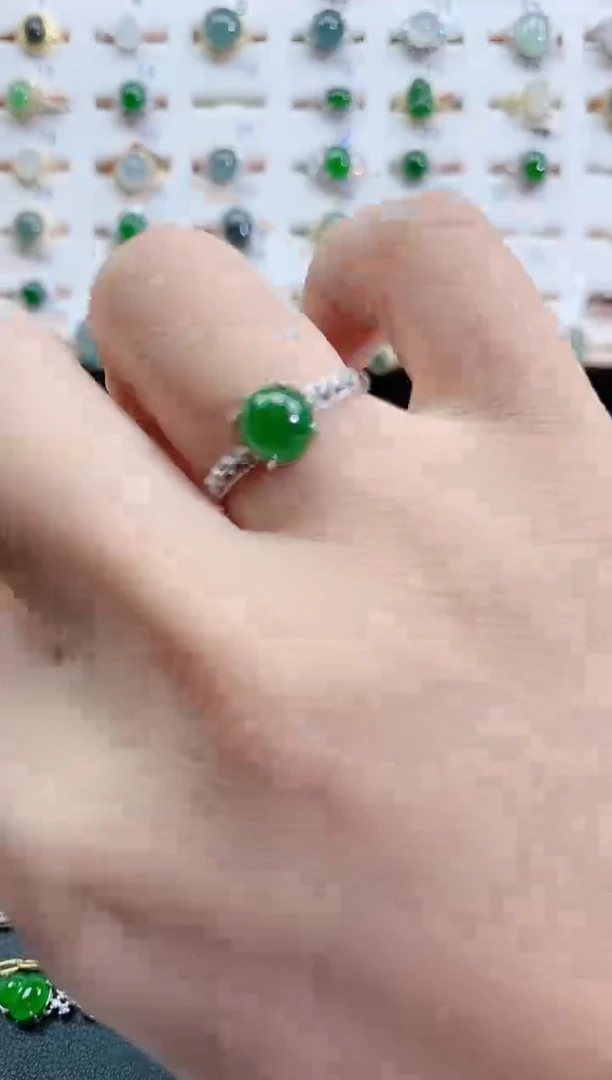 银S925镶嵌戒指翡翠天然翡翠