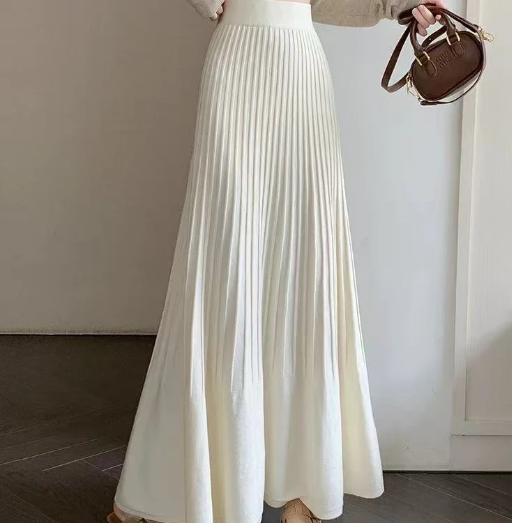 DHR COLLECTTIONS 2025新款百褶半身裙垂坠感到脚踝长裙-D8865