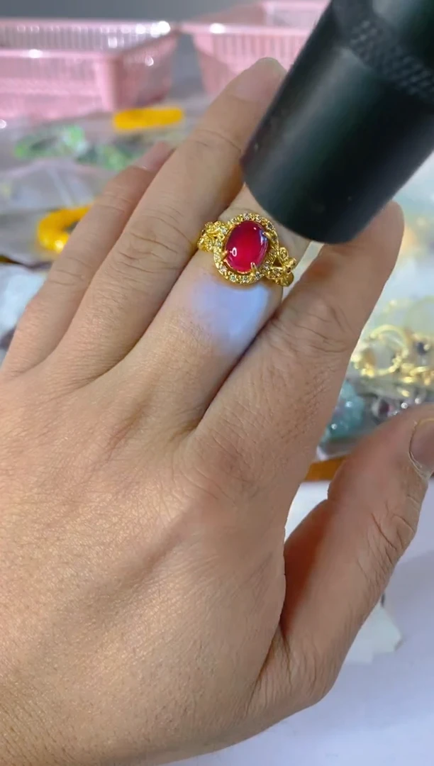 【闪购商品】水晶颈饰银S925镶嵌D621红宝，蓝宝，多样性发一件赠链