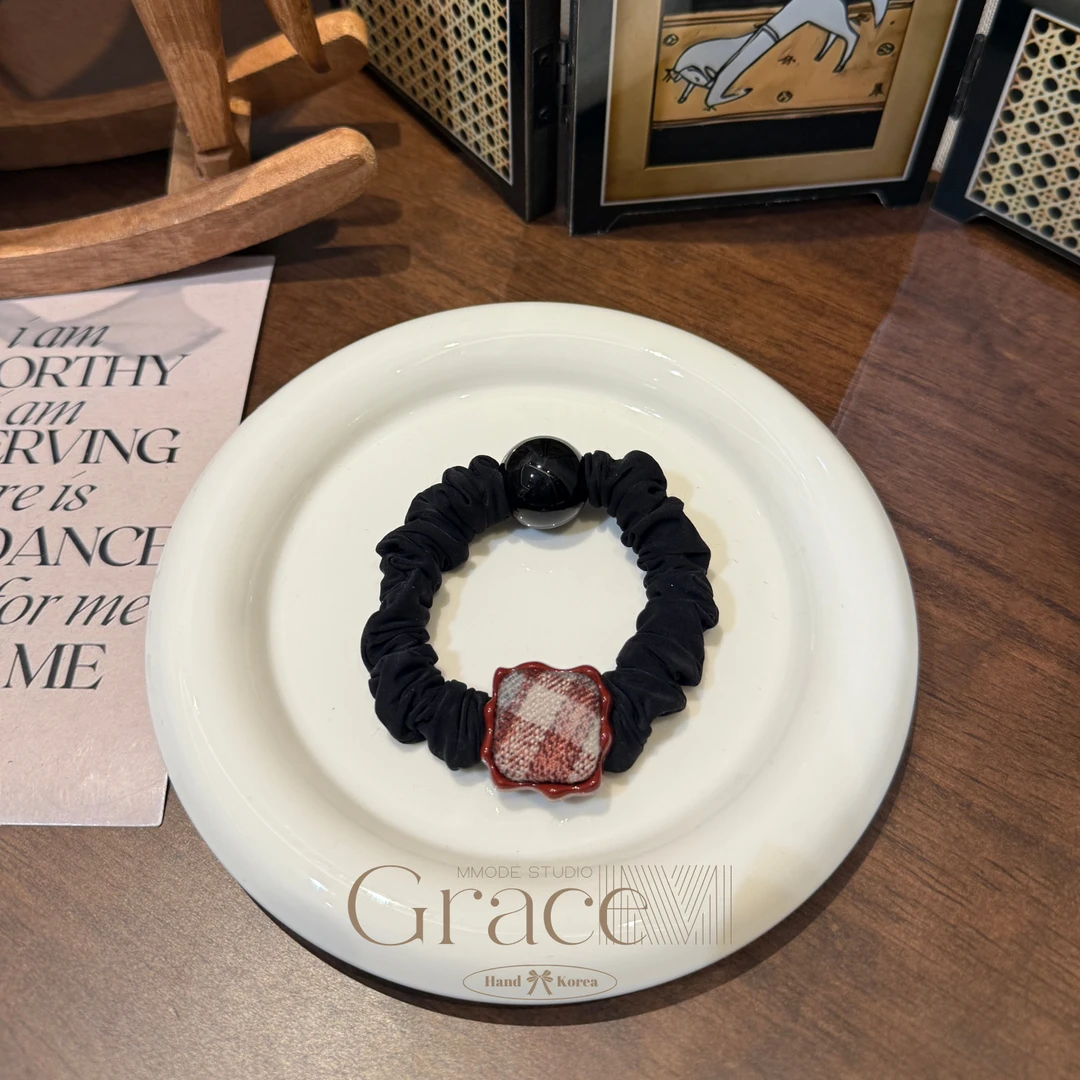 「花园格子」韩国25发绳高马尾发圈肠圈