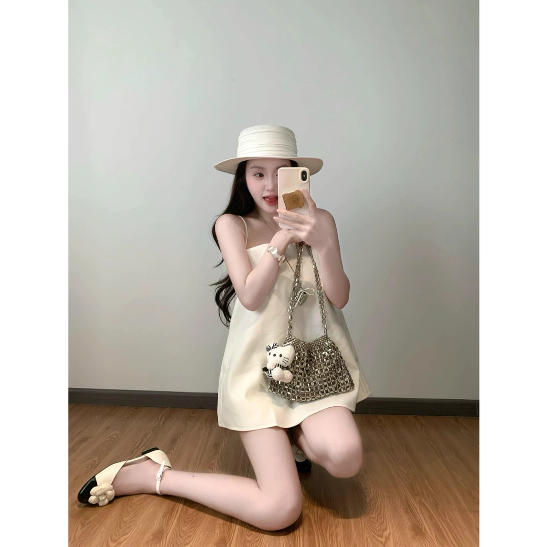 【极简千金】韩系老钱风2025夏日静奢性感吊带抹胸配显瘦短裤套装女