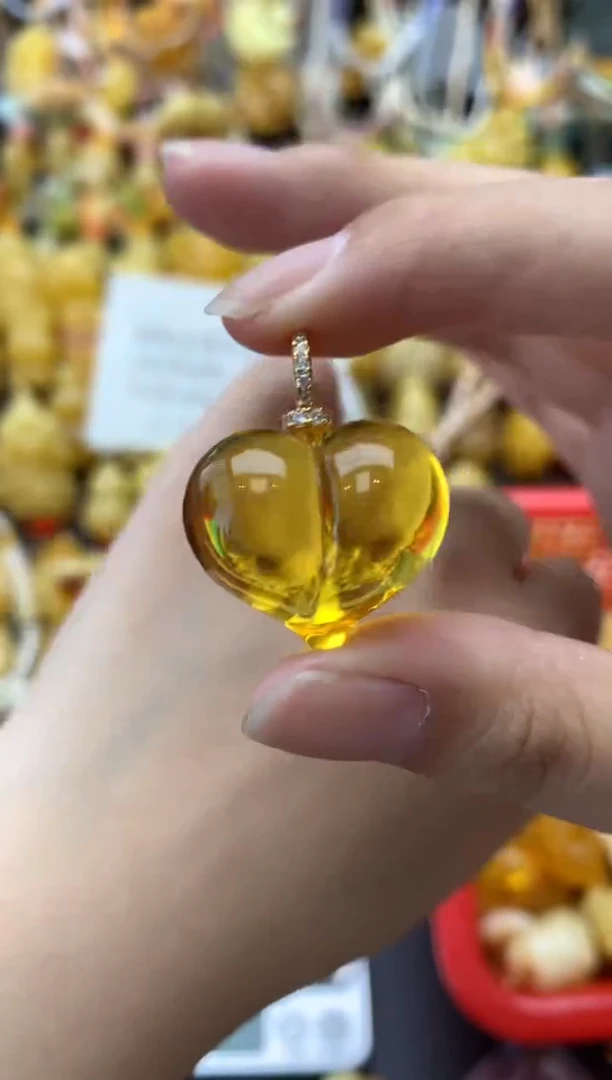 银S925镶嵌琥珀珠宝奇石115琥珀蜜蜡瑕疵品