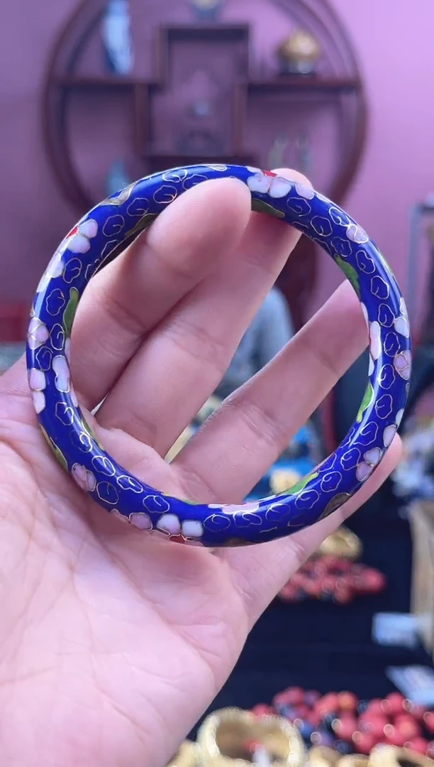 非遗 景泰蓝 公主镯 细 60 宝蓝