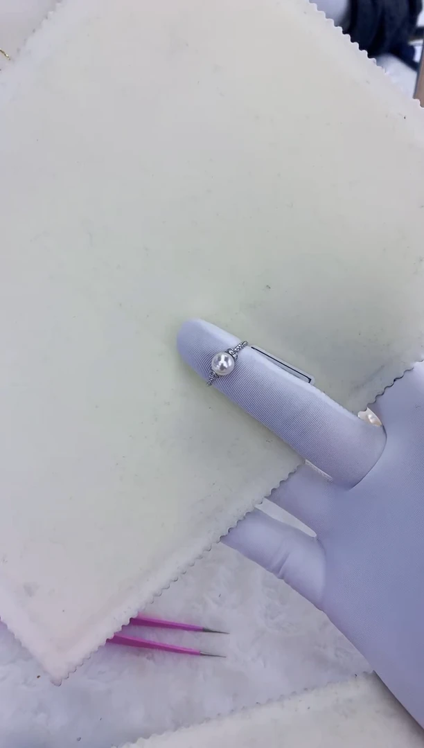 银S925镶嵌饰品海水珍珠设计款戒指