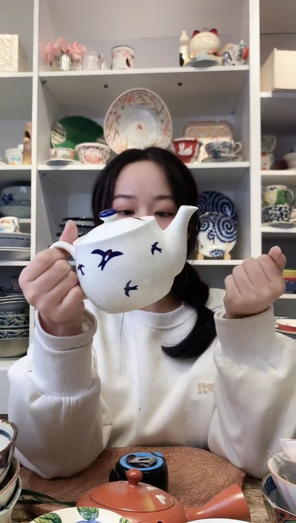 陶瓷【微瑕】有田烧燕子茶壶