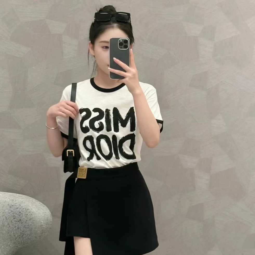 未使用 DIOR/迪奥 2509139/M码/Logo字母印花圆领短袖
