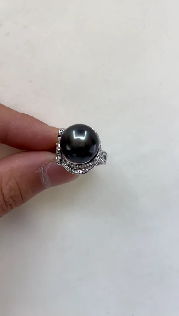 银S925镶嵌戒指海水珍珠13