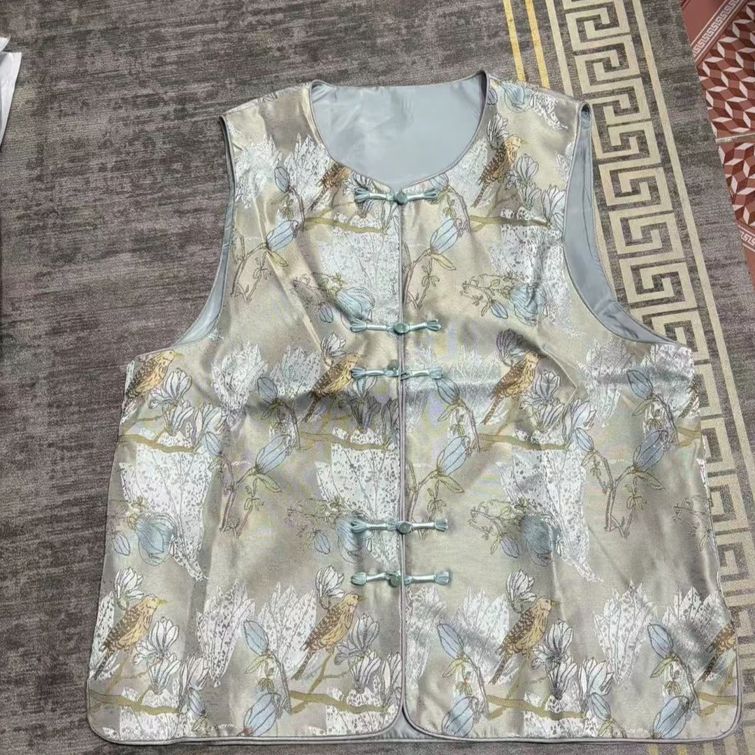 马甲中式复古时尚网红无袖民族风女士大花提花中国风