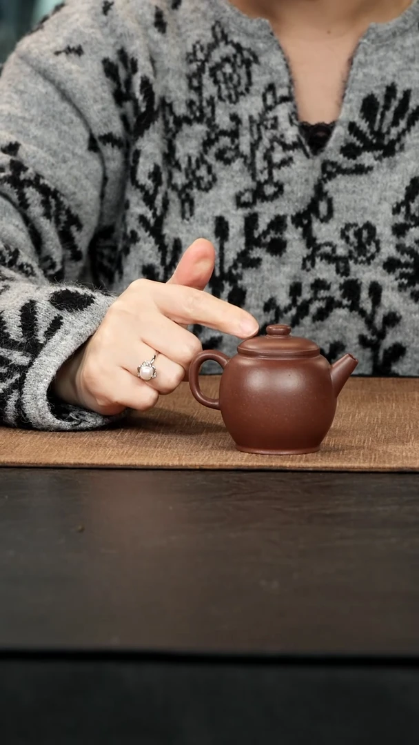 茶壶紫砂老紫泥巨轮九式120cc