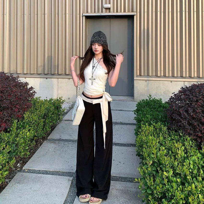 2025夏季新款时尚斜肩背心上衣气质显瘦洋气休闲百搭设计感外穿女