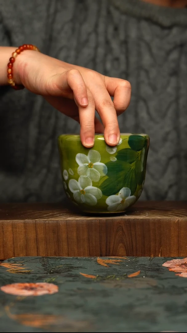 杯釉下彩手工手绘同款陶器