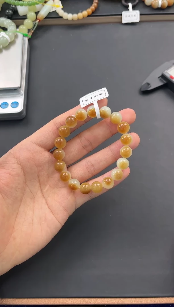 未镶嵌手串和田玉且末金山糖白手串卡10微色差