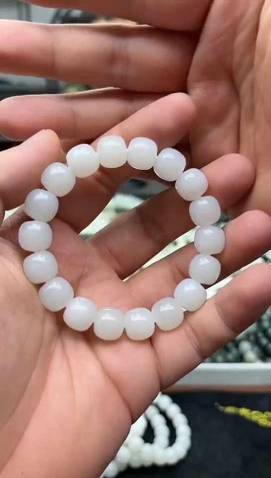未镶嵌手串和田玉纯天然新疆且末天泰料白玉12