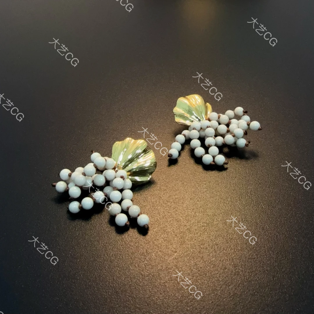 合金石英石耳饰 度假风贝壳图案复古风白色小众耳环EDGlc 0281