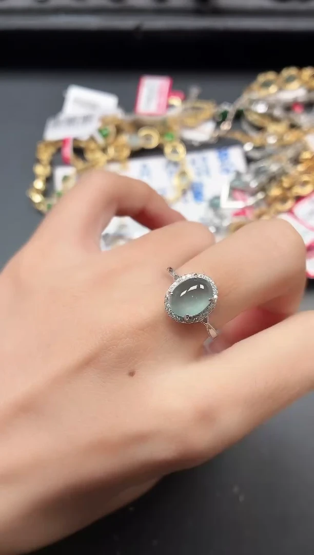 银S925镶嵌戒指翡翠111