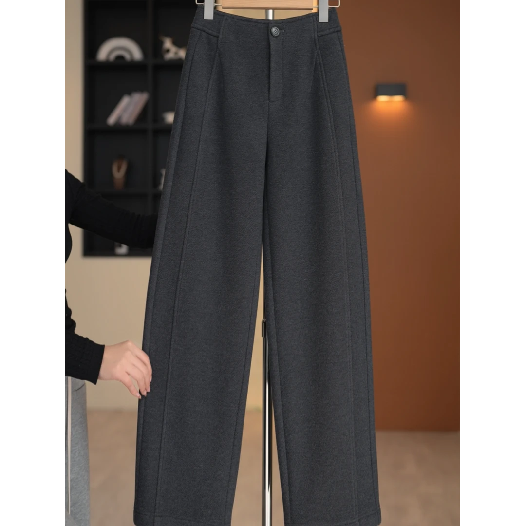 【JIUJIU】半松紧腰简约百搭显瘦加绒休闲裤-K20225