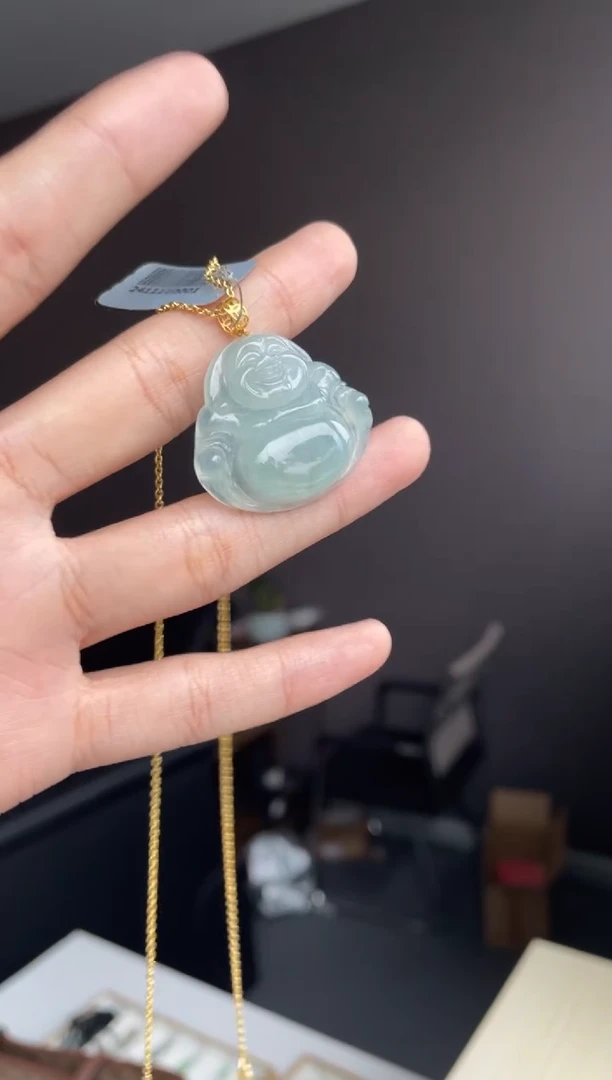 吊坠(不含链)18K金镶嵌翡翠天然缅甸A货翡翠多样性发其一