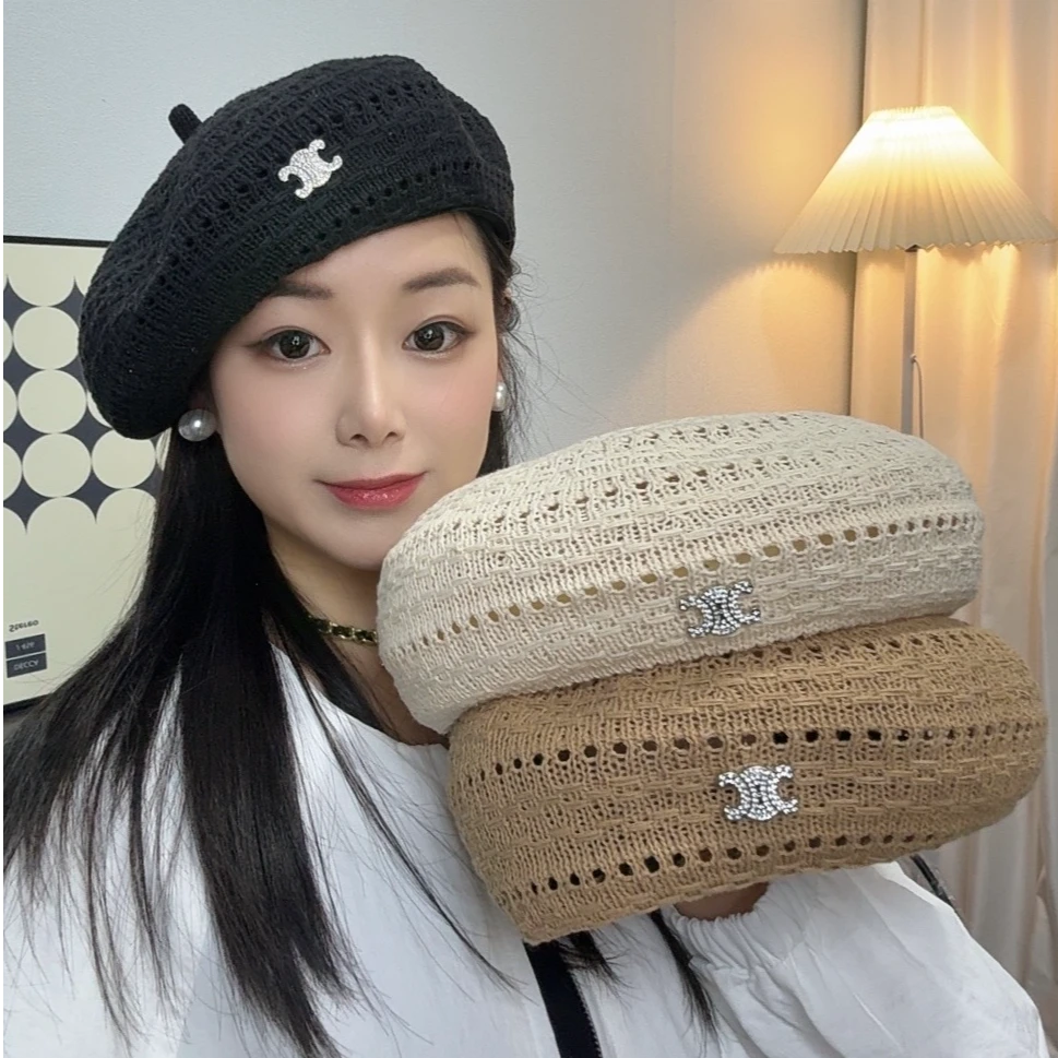 新款夏季蓓蕾透气镂空贝雷帽凹造型显脸小百搭大头围画家帽