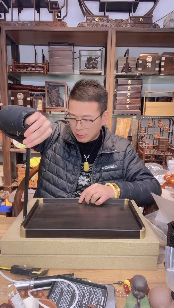 【闪购商品】乌木类书架032紫光檀托盘  瑕疵