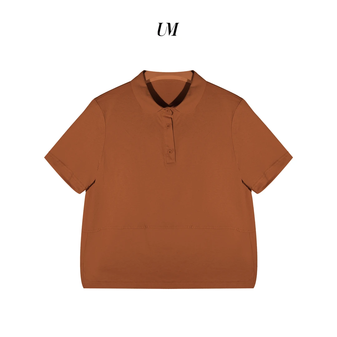 【U.M】星光亚麻短袖衬衫翻显瘦藏肚子短袖T恤