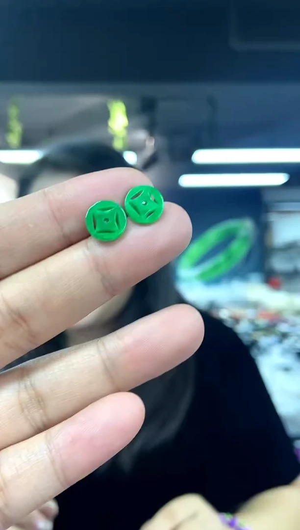 银S925镶嵌翡翠耳饰多样性发其一颜色微差