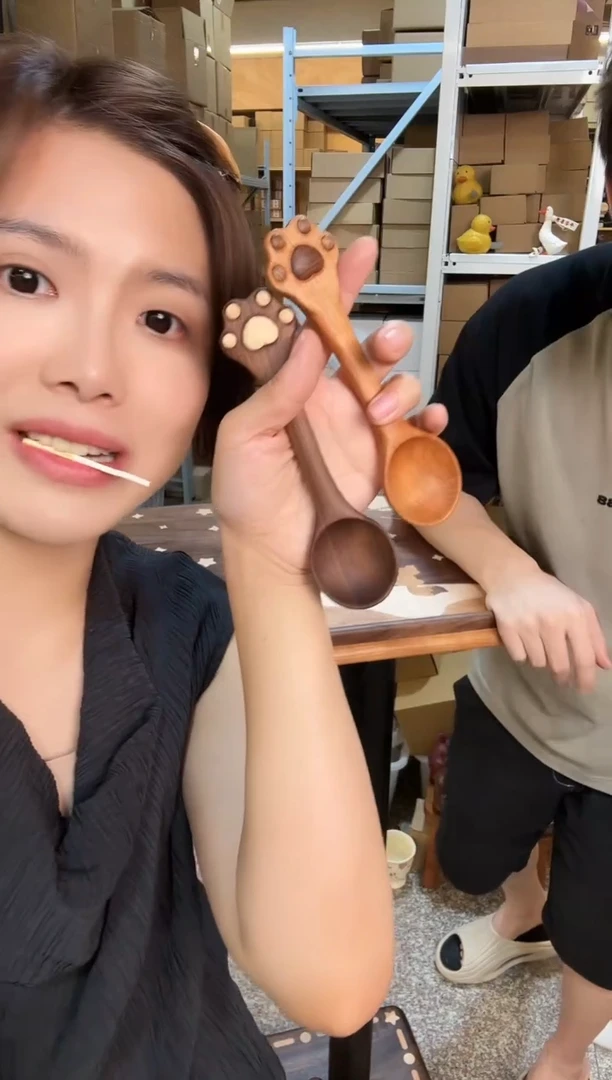 木樱桃木加黑胡桃猫爪一对