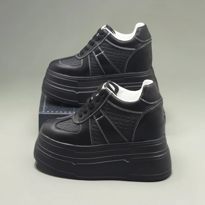 【10-12CM】内增高小白鞋秋季新款休闲鞋小个子时尚百搭厚底高跟鞋